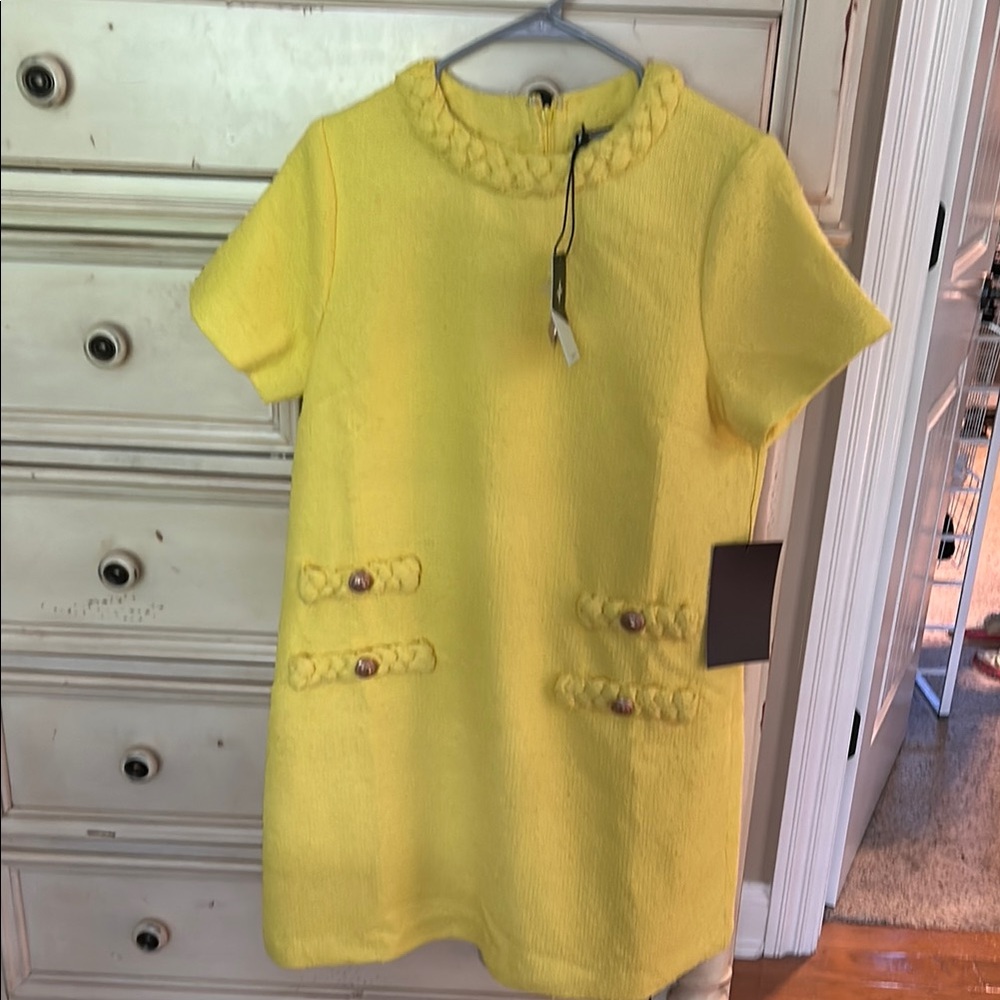 Tuckernuck Yellow Sheath Dress Short Sleeve Crew Neck Casual